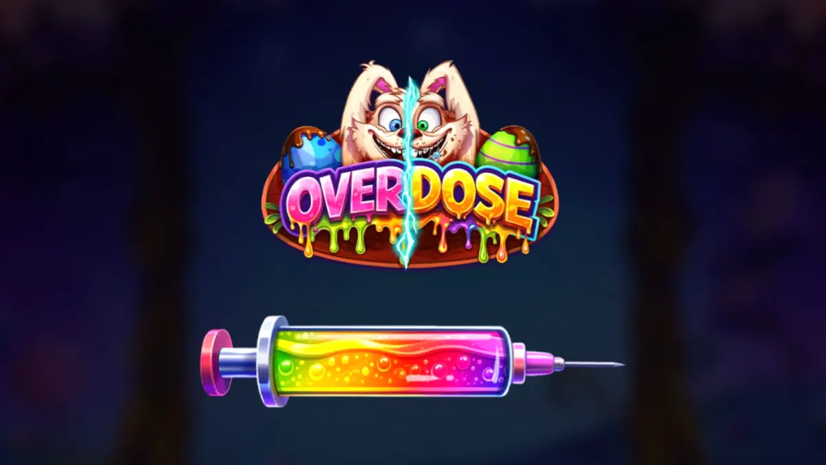 Tampilan visual slot Overdose dengan tema fantasi gelap dan permen